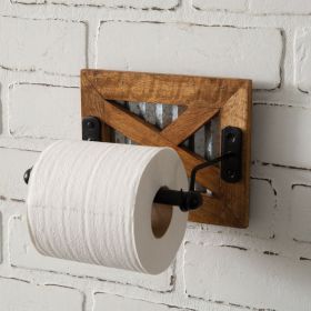 Farmhouse X Style Barn Door Toilet Paper Holder - Rustic Bathroom Decor