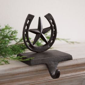 Vintage Cast Iron Horseshoe Christmas Stocking Holder - Rustic Holiday Decor