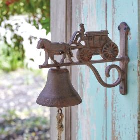 Vintage Style Horse and Stagecoach Bell - Rustic Decor for Equestrian Enthusiasts