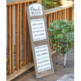 Rustic Porch Rules Hanging Sign - Outdoor Decor for Front Porch with Welcome and Family Rules