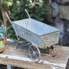 Rustic Farmhouse Denim Tabletop Wheelbarrow - Country Home Decor Accent Piece