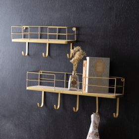 Gold Finish Shelves with Hooks - Set of Two | Stylish and Functional Storage Solution