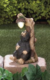 Black Bear Solar Statue - Outdoor Garden Decor with Solar Powered LED Lights