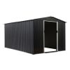 8 x 12 Ft Outdoor Storage Shed, Metal Garden Shed w/ Lockable Sliding Doors, Vents, Large Tool House for Backyard Patio Lawn, Carbon Black