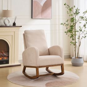 27.2"W Rocking Chair for Nursery, Polyester Glider Chair with High Back and Side Pocket