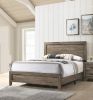 Grey Finish Fabric 1pc Full Size Panel Bed Beautiful Wooden Bedroom Furniture Contemporary Style