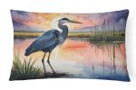 Birds, Birds, Birds Throw Pillow Throw Pillow for Indoor Couch Bed Outdoor Patio Washable, Blue Heron Setting Sun 7504,12Hx16W