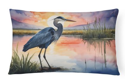 Birds, Birds, Birds Throw Pillow Throw Pillow for Indoor Couch Bed Outdoor Patio Washable, Blue Heron Setting Sun 7504,12Hx16W