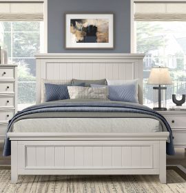 Farmhouse Style Full Size Panel Bed 1pc Classic White Finish Modern Bedroom Wooden Furniture