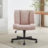 Armless Desk Chairs with Wheels Office Chair Vanity Chair with Technical Cloth Adjustable Swivel Computer Task Chairs for Home Base, Bedroom,Pink