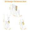 3 Sets of Reindeer Family Lighted 2D Christmas Deer Decoration Warm Yellow Light 3 Lighting Modes Buck Doe Fawn Indoor Outdoor Christmas Decoration