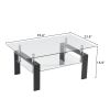 Arc Shaped Two Tiers Tempered Glass Coffee Table