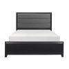 Modern Style Fabric Upholstered Headboard Queen Bed 1pc Espresso Finish Wooden Bedroom Furniture