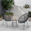 3 Piece Patio Bistro Conversation Set with Side Table, Acapulco All-Weather PE Rattan Chair Set,Flexible Rope Furniture Outdoor with Coffee Table