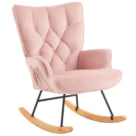 Rocking Chair with High Back Upholstered Rocking Chair Modern Rocking Chair for Living Room, Nursery and Bedroom