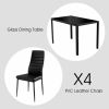 5 Pieces Metal Frame and Glass Tabletop Dining Set