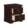 1pc Classic Traditional 2 Drawers Nightstand Cherry Finish Bedroom Furniture Wooden Bedside Table Cabinet