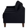 Modern Loveseat sofa for Living Room, Upholstered Velvet Small Couch with Wooden Legs for Livingroom Bedroom, Black