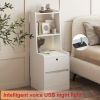 Nightstand with Charging Station, Smart Nightstand with Night Light, Modern Night Stand with Bookshelf