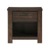 Rustic Style 1pc Dark Brown Nightstand of Drawer and Storage Cubby Metal Hardware Wooden Bedroom Furniture