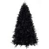 8ft Pre-Lit Black Christmas Tree, Full Halloween Xmas Artificial Tree 2486 Branch Tips, 600 Lights, Metal Hinges, Foldable Base