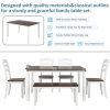 6 Piece Dining Table Set with Bench, Table Set with Waterproof Coat, Wooden Dining Table and Chairs, Ivory and Cherry