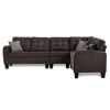 Dark Brown Reversible 4-Piece Sectional Sofa Tufted Detail Textured Fabric Upholstered Solid Wood Contemporary Living Room Furniture L-Shape Sofa Couc