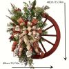 1pc Christmas Red Wagon Wheel Wreath, Front Door Reusable Vintage Xmas Garland, Artificial Flower Funny Outdoor Indoor Xmas Tree Decor