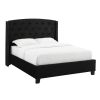 1pc Contemporary Style Upholstered Fabric Button Tufting Nailhead Trim Demi-wings Eva Bed Black Finish Wooden Bedroom Furniture