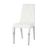 Modern simple light luxury dining chair White chair Home bedroom stool back PU electroplated chair legs (set of 2)