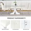 Modern simple light luxury dining chair White chair Home bedroom stool back PU electroplated chair legs (set of 2)