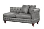 Slate Grey Breathable Leatherette 4pc Sectional Set 3x Reversible Loveseat / Chaise and 1x Ottoman Tufted Couch Pillows