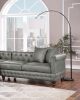 Slate Gray Breathable Leatherette 3pc Sectional Set 2x Reversible Loveseat / Chaise and 1x Ottoman Tufted Couch Pillows