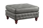 Slate Gray Breathable Leatherette 3pc Sectional Set 2x Reversible Loveseat / Chaise and 1x Ottoman Tufted Couch Pillows