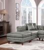 Slate Gray Breathable Leatherette 3pc Sectional Set 2x Reversible Loveseat / Chaise and 1x Ottoman Tufted Couch Pillows