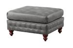 Slate Grey Breathable Leatherette 4pc Sectional Set 3x Reversible Loveseat / Chaise and 1x Ottoman Tufted Couch Pillows