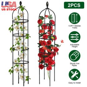 2 Packs Garden Obelisk Trellis 5.9FT Plants Tower for Climbing Plants Flower Vegetable Vine Support Rustproof Garden Plant Trellis Black(No shipments