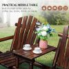 Outdoor Bench Adirondack Bench with Built-in Table, Wood Bench Garden Bench for Outdoors Porch Bench for Yard Garden Patio Outside Deck Firepit Pool