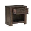 Rustic Style 1pc Dark Brown Nightstand of Drawer and Storage Cubby Metal Hardware Wooden Bedroom Furniture