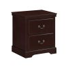 1pc Classic Traditional 2 Drawers Nightstand Cherry Finish Bedroom Furniture Wooden Bedside Table Cabinet