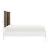 Beautiful White and Walnut Finish 1pc Eastern King Bed Chervon Wood Headboard with 2 USB Ports Modern Bedroom Furniture