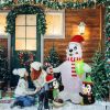 5.9FT Christmas Inflatable Outdoor Decoration Polar Bear Gift Box Penguin Blow Up Yard Decoration with LED Light Built-in Air Blower for Winter Holida