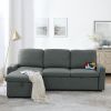 Linen Upholstered Sleeper Sectional Sofa, Shaped Modular Convertible Sofa with Storage Chaise,Side armrests with cup holders,Pull Out Sleep Couch Bed