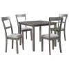 5 Piece Dining Table Set Industrial Wooden Kitchen Table and 4 Chairs for Dining Room (Grey)