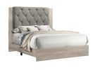 Contemporary 1pc Cream Finish Queen Size Bed Bedroom Furniture Gray Tufted Design Headboard Rubberwood 1pc Bedframe