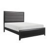 Modern Style Fabric Upholstered Headboard Queen Bed 1pc Espresso Finish Wooden Bedroom Furniture