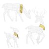 3 Sets of Reindeer Family Lighted 2D Christmas Deer Decoration Warm Yellow Light 3 Lighting Modes Buck Doe Fawn Indoor Outdoor Christmas Decoration