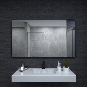 60x36 In. Aluminum Framed Rounded Rectangle Bathroom Wall Mirror, Matte Black Bathroom Vanity Mirror Farmhouse, Anti-Rust, Tempered Glass mirrors