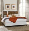 Beautiful White and Walnut Finish 1pc Eastern King Bed Chervon Wood Headboard with 2 USB Ports Modern Bedroom Furniture