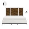 Beautiful White and Walnut Finish 1pc Eastern King Bed Chervon Wood Headboard with 2 USB Ports Modern Bedroom Furniture